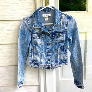Jalate Distressed Ripped Jean Jacket with Pockets
